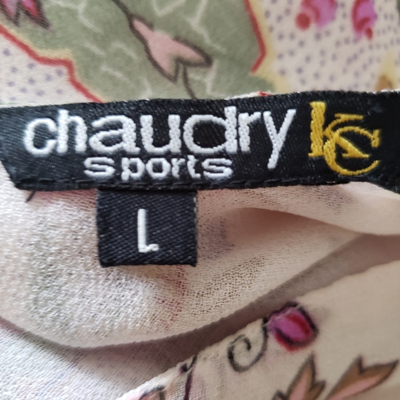 Chaudry KC Sports Sheer Flower Sequined Top Large - Picture 8 of 9